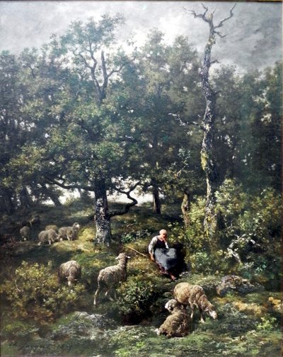 Schäferin mit Herde von Charles Jacque
